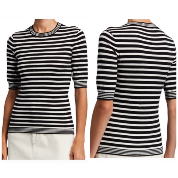 Frame cashmere striped short sleeve sweater size small - Picture 1 of 6